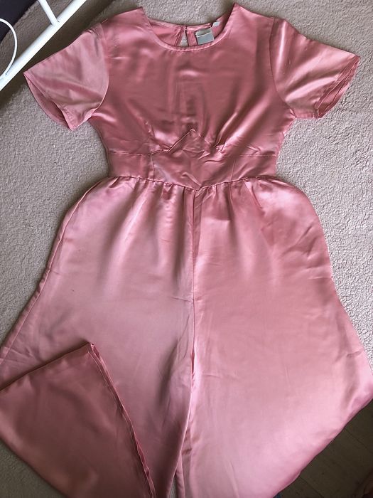 Kombinezon satynowy różowy/Petite z szerokimi nogawkami XS/34, Asos
