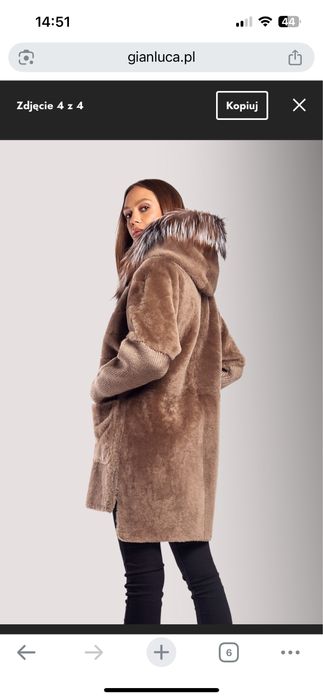 Kożuch z wełnianym rekawem i futrem z lisa