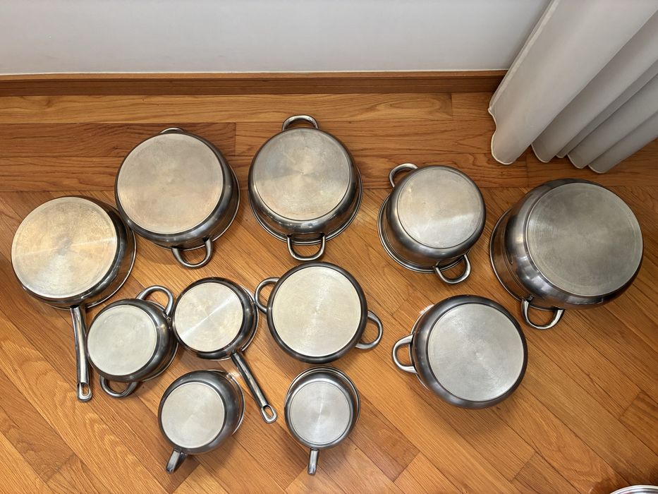Conjunto de 11 panelas de inox