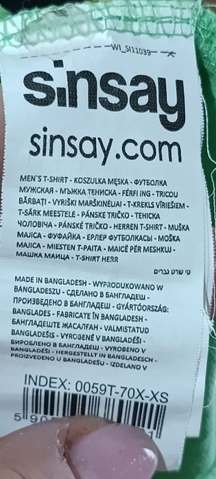 Koszulka Sinsay rozm XS-S wymiary na fotkach