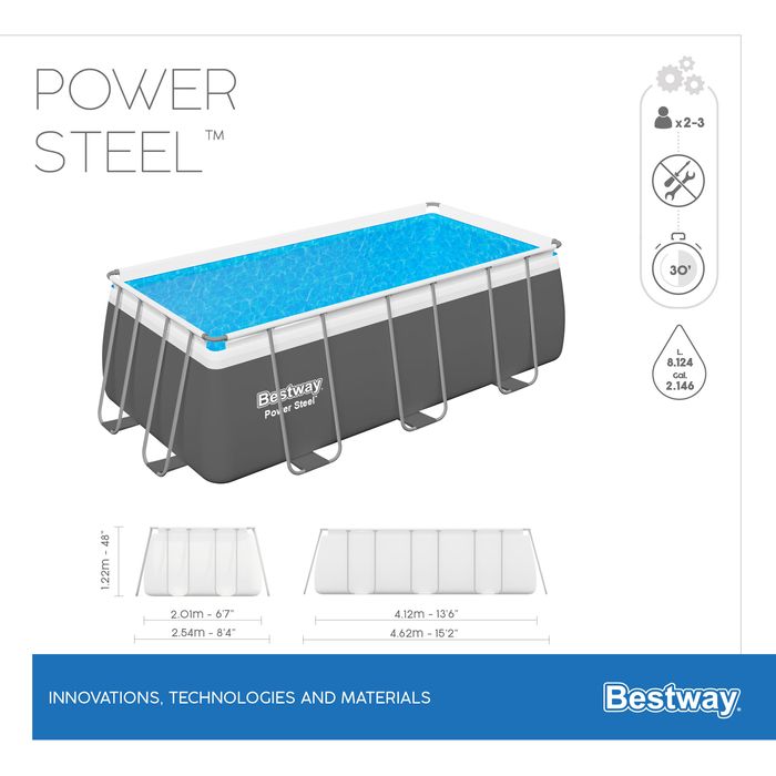 Piscina Power Steel retangular 412X201X122 cm com depuradora + filtro