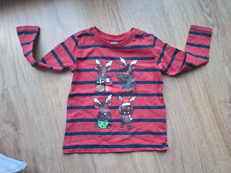 Czerwona świąteczna koszula tshirt z długim rękawem rozm. 92 dla chłopca chłopięca