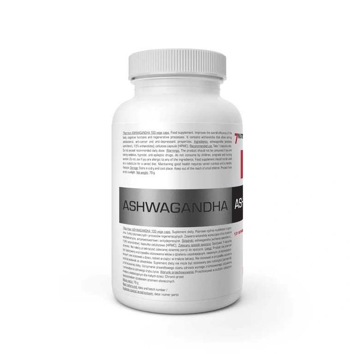 7Nutrition Ashwagandha 100kaps 666mg, Mniejszy stres lepszy sen
