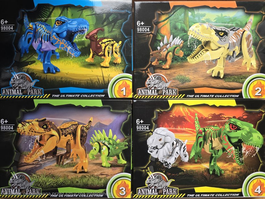 Nowe klocki duży zestaw Jurassic World Dinozaury dżurasik word duży dinozaur Jurassic park duże Dinozaury komplet ośmiu dinozaurów