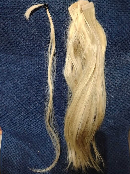 Włosy słowiańskie ludzkie tape on blond