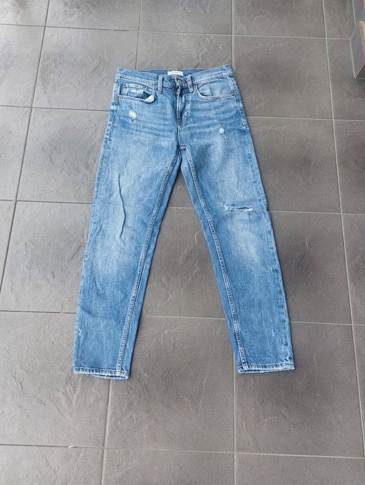Spodnie jeansy proste przetarcia Zara XS 34