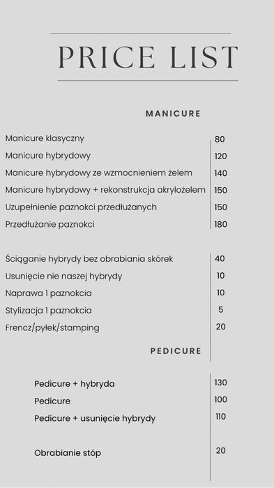 Manicure, Pedicure, Przedłużanie paznokci