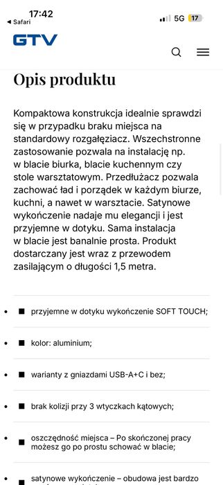 Gdniazdo meblowe soft gtv