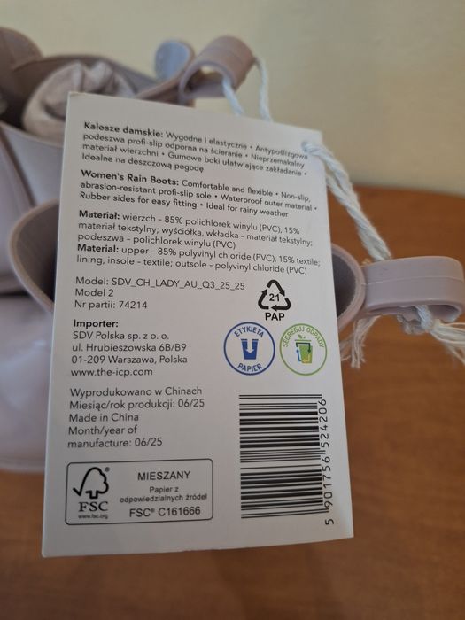 Cleve nowe kalosze damskie 38 pudrowy róż