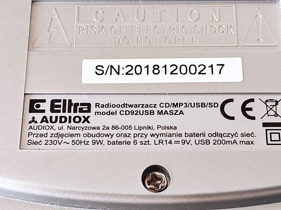 Radioodtwarzacz Eltra CD 92 USB Masza srebrny