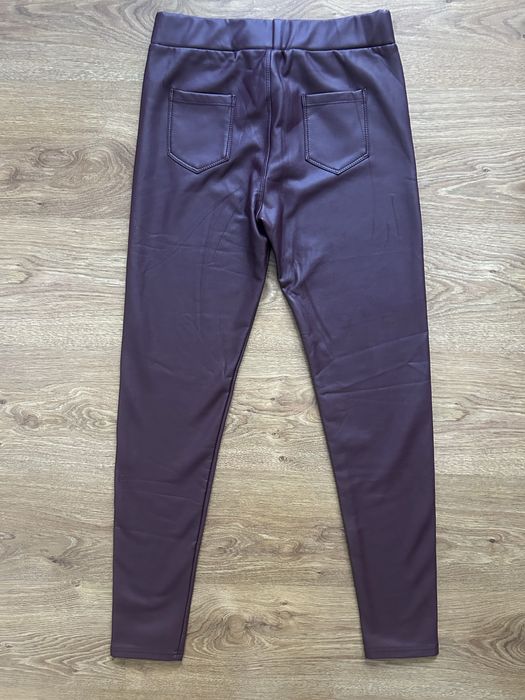 Legginsy Spodnie Skórkowe Bordowe Rozmiar 40 L
