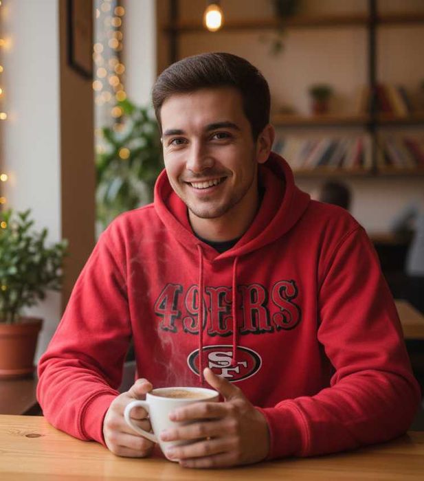 NOWA Czerwona bluza z kapturem NFL San Francisco Stan Nowy L