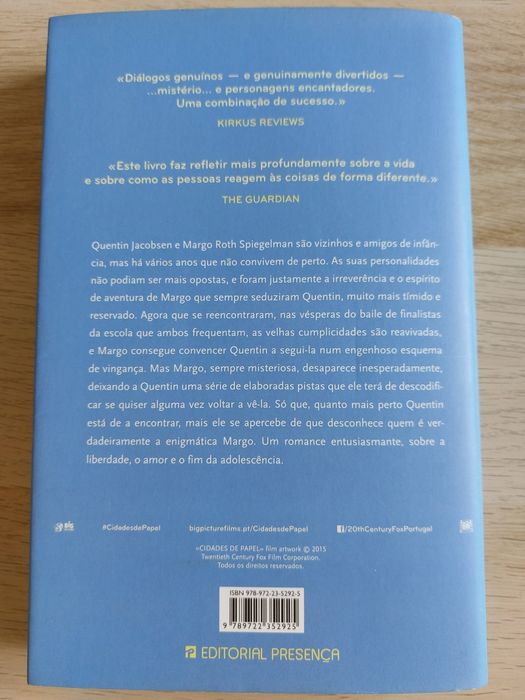 Livro "Cidades de Papel", de John Green
