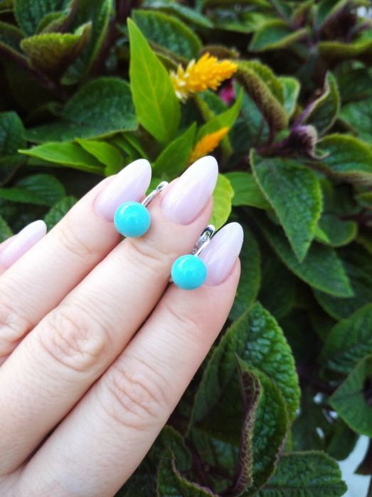 Срібні сережки з натур. каменем