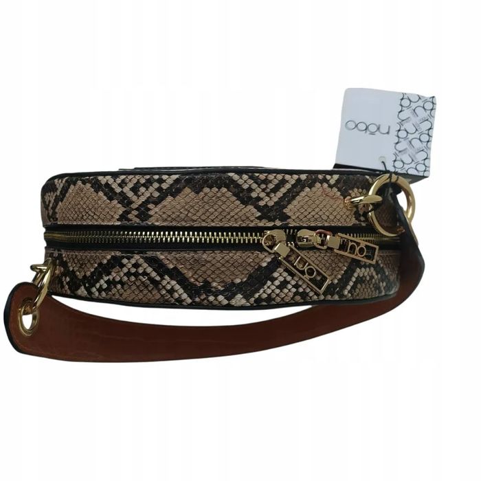 torebka damska nobo okrągła kuferek listonoszka camelowa