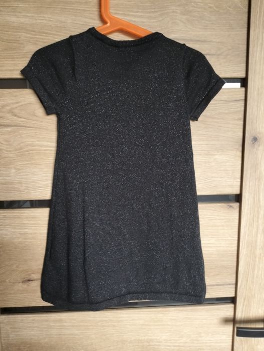 H&M cudna, błyszcząca sukienka czarna dziewczęca, kokardka, r.98/104