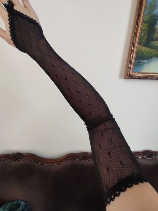 Tiulowe siateczkowe długie rękawiczki goth alternative coquette lolita