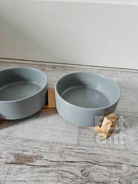 Miski ceramiczne dla psa kota zestaw 2 sztuki x 400 ml szare