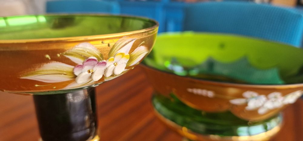 Castiçais e Fruteira Vidro de Murano 18K
