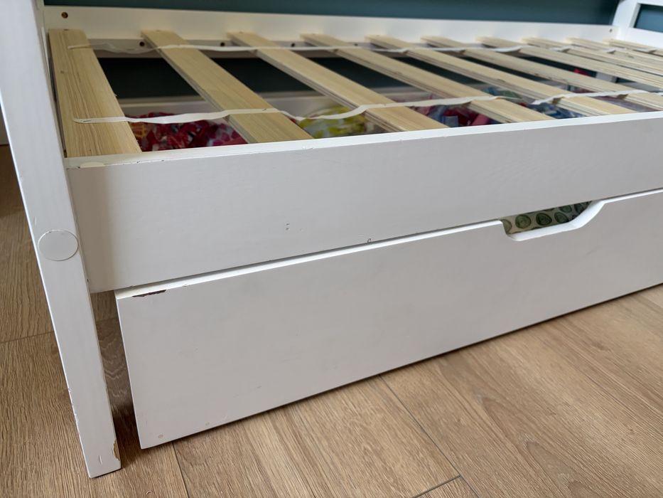 Łóżko dziecięce 160x80 z szufladą i materacem białe