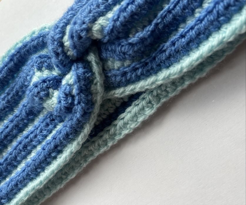 Ręcznie robiona opaska na głowę  | Handmade | Niebieska opaska Twist
