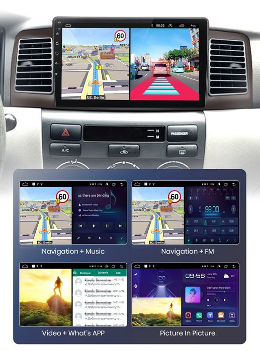 Rádio Android 9" Toyota Corolla E120 E130 Carplay GPS wifi 32GB NOVO