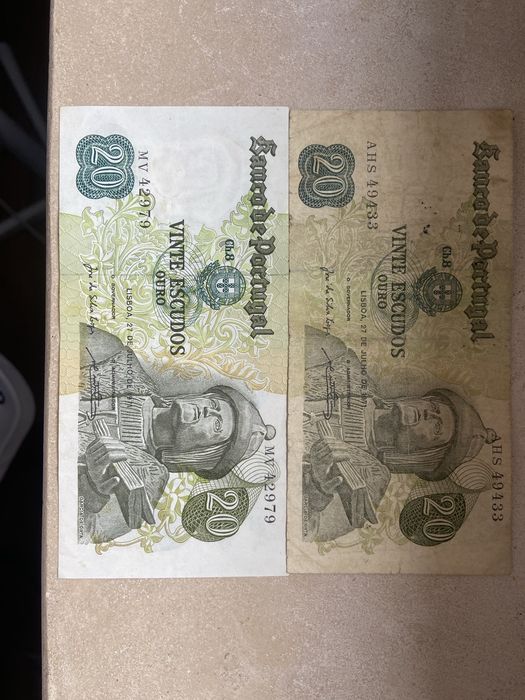 2 Notas 20 Escudos 1971