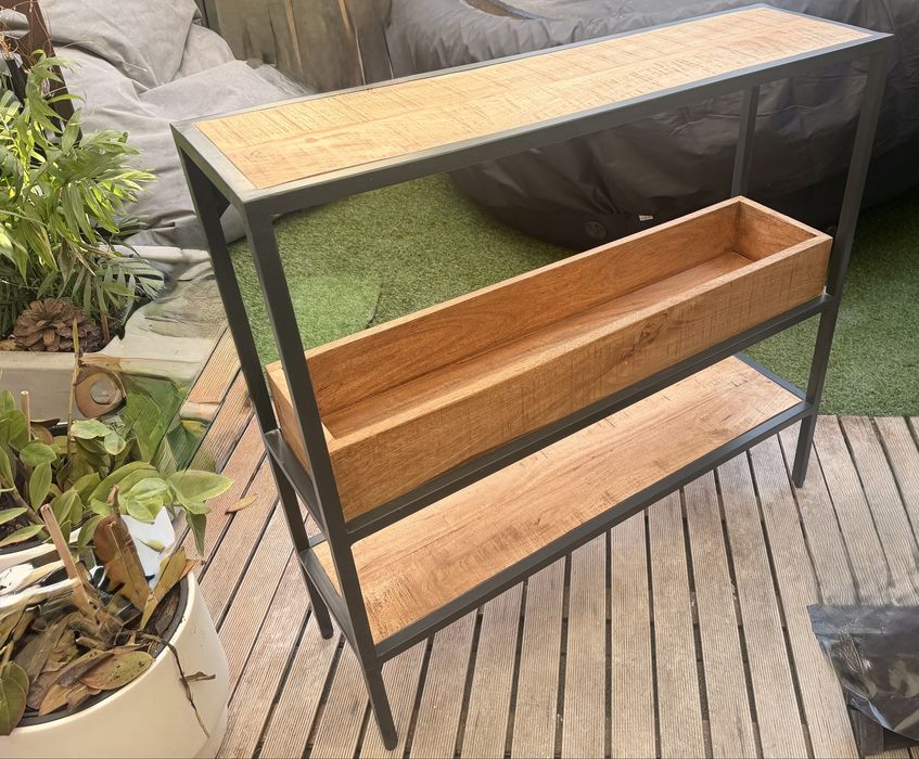 Consola de  madeira maciça de mangueira e meta. -Banak