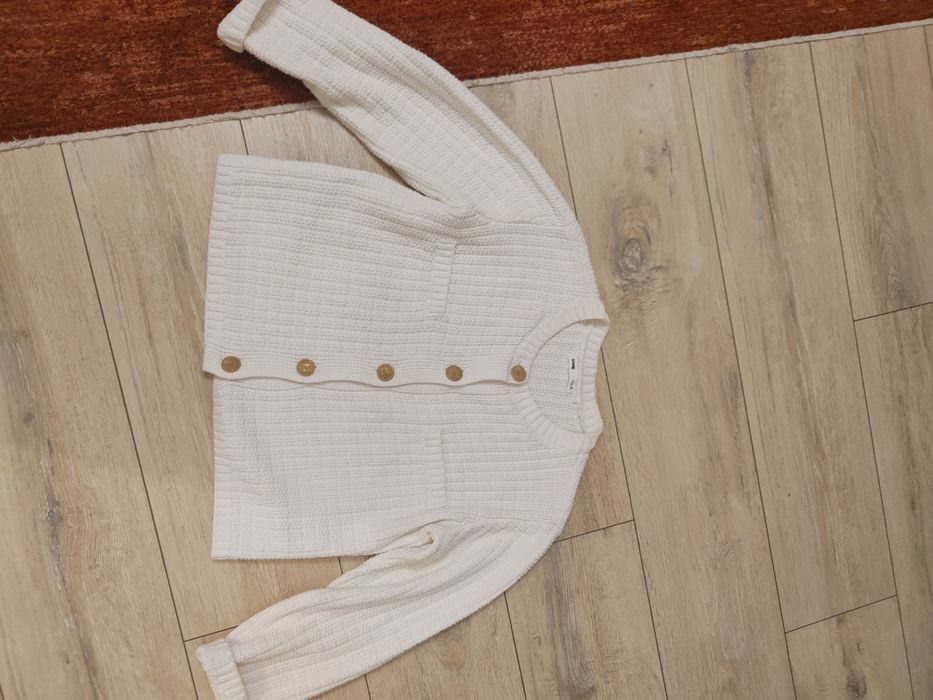 SINSAY M  Biały sweterek żakiet