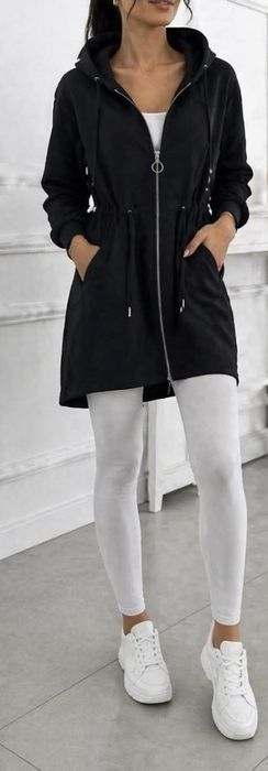 Bluza bawełniana typu parka CZARNA