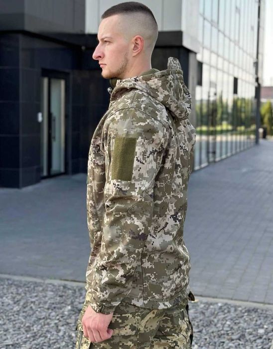 Військова куртка демісезонна SoftShel куртка піксель софтшел армійська тепла куртка вітровка