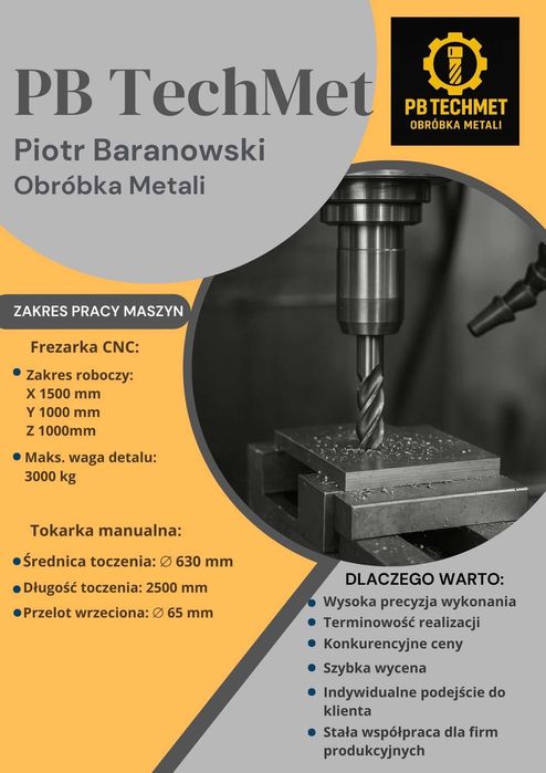 Frezowanie CNC, toczenie, dorabianie części