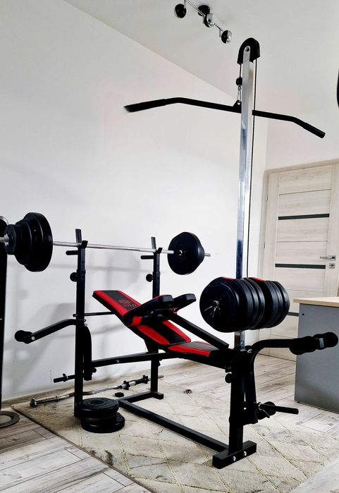 Atlas kulturystyczny wielofunkcyjny + obciążenie 80kg + Modlitewnik