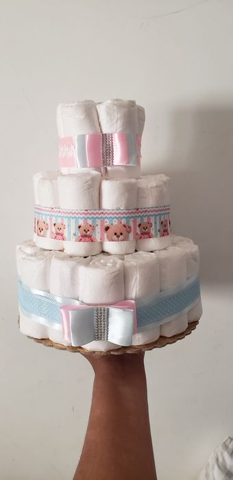 bolo de fraldas   cha revelacao  e cha bebe