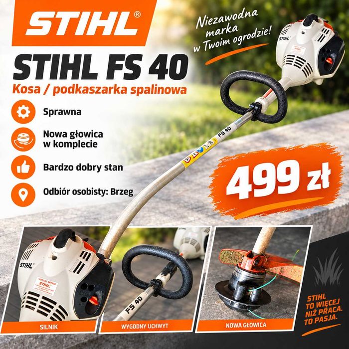 STIHL FS 40 kosa podkaszarka spalinowa + nowa głowica – sprawna, bardzo dobry stan