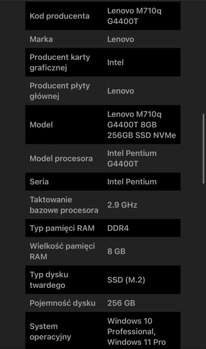 Lenovo 710q komputer w dobrym stanie