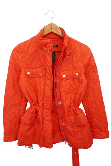 Y82 wiosenna kurtka damska Ralph Lauren pomarańcz pikowana pasek S 36