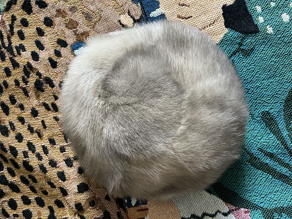 Czapka futrzana vintage toczek szara popielata futro nutria