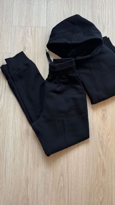 Bluza spodnie dresy komplet strong point r. S M czarny gruby zimowy