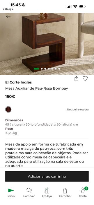 Conjunto de 2 mesas de cabeceira/apoio em madeira maciça – El Corte Inglés