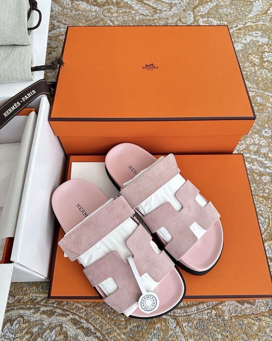Останні Рожеві шльопанці Hermes найвища якість  38