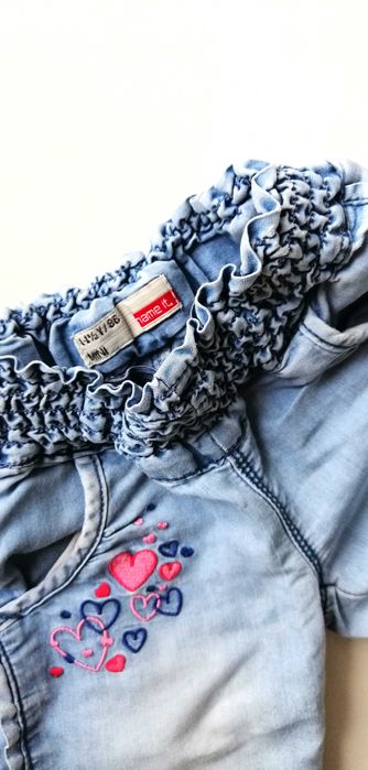 jeansowe bawełniane spodnie dla dziewczynki 12-18mies 86cm