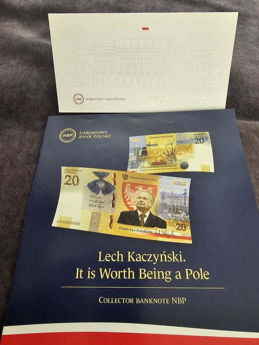 Banknot kolekcjonerski Lech Kaczyński warto być Polakiem