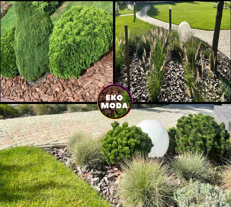 Соснова кора ВЕЛИКА 6–13 см, (є агроволокно, садовий інструмент)