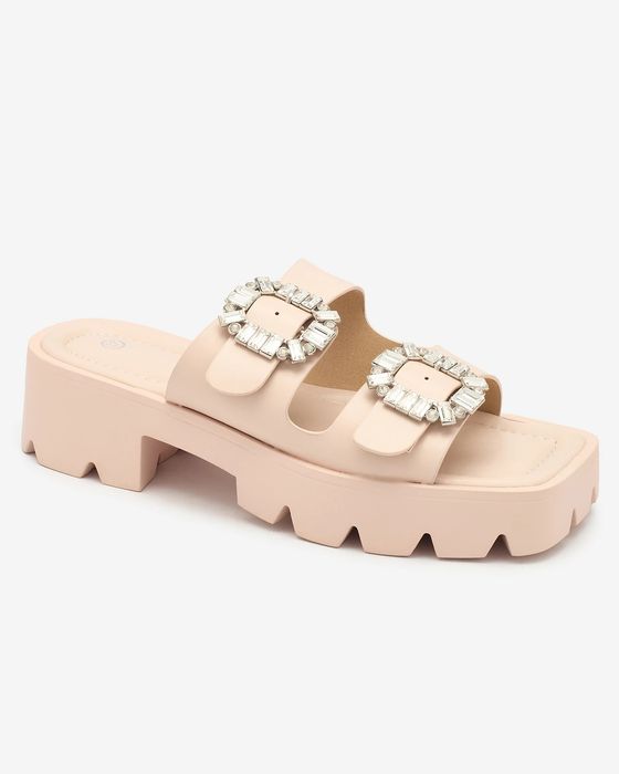 36 37 38 klapki 39 40 41 na platformie grubej podeszwie z kryształkami