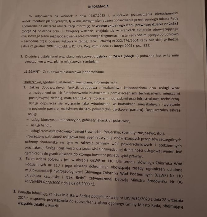 Działka budowlana w Redzie 400m2