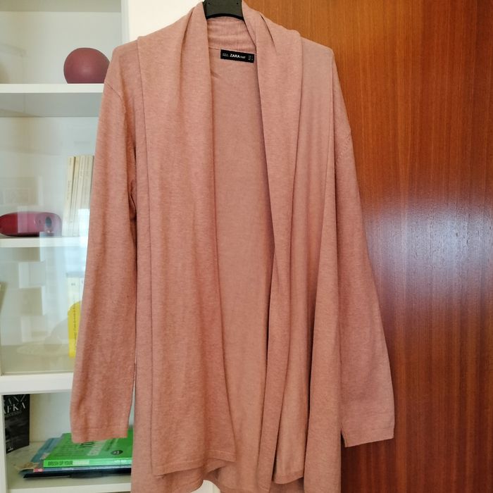 Casaco de malha fina rosa velho Zara S/Estado irrepreensível