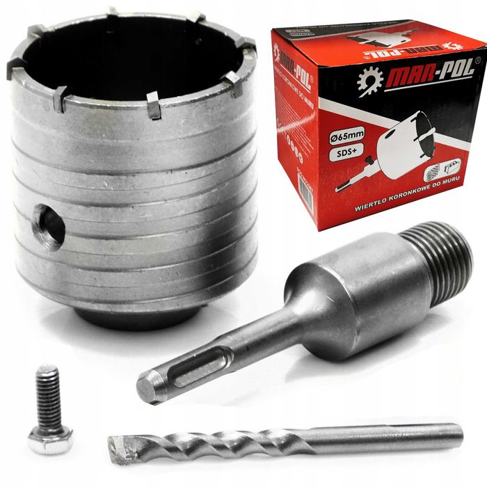 Wiertło Koronkowe OTWORNICA SDS PLUS ZESTAW 65 MM DO Muru Betonu