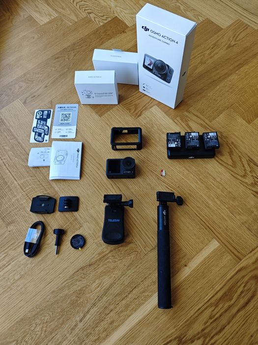 DJI Osmo Action 4 Adventure Combo – GWARANCJA, JAK NOWA  (kupiona 30.08.2026), 3 baterie,SD: 128 GB, akcesoria, stan idealny