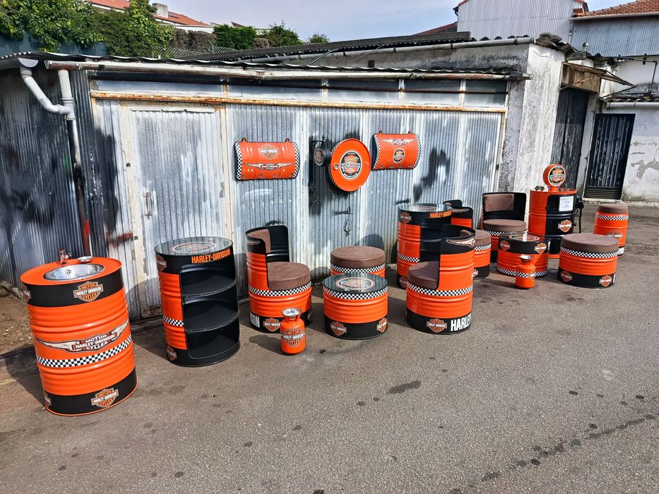 Mobiliário Bidões personalizados Harley Davidson (ler descrição)
